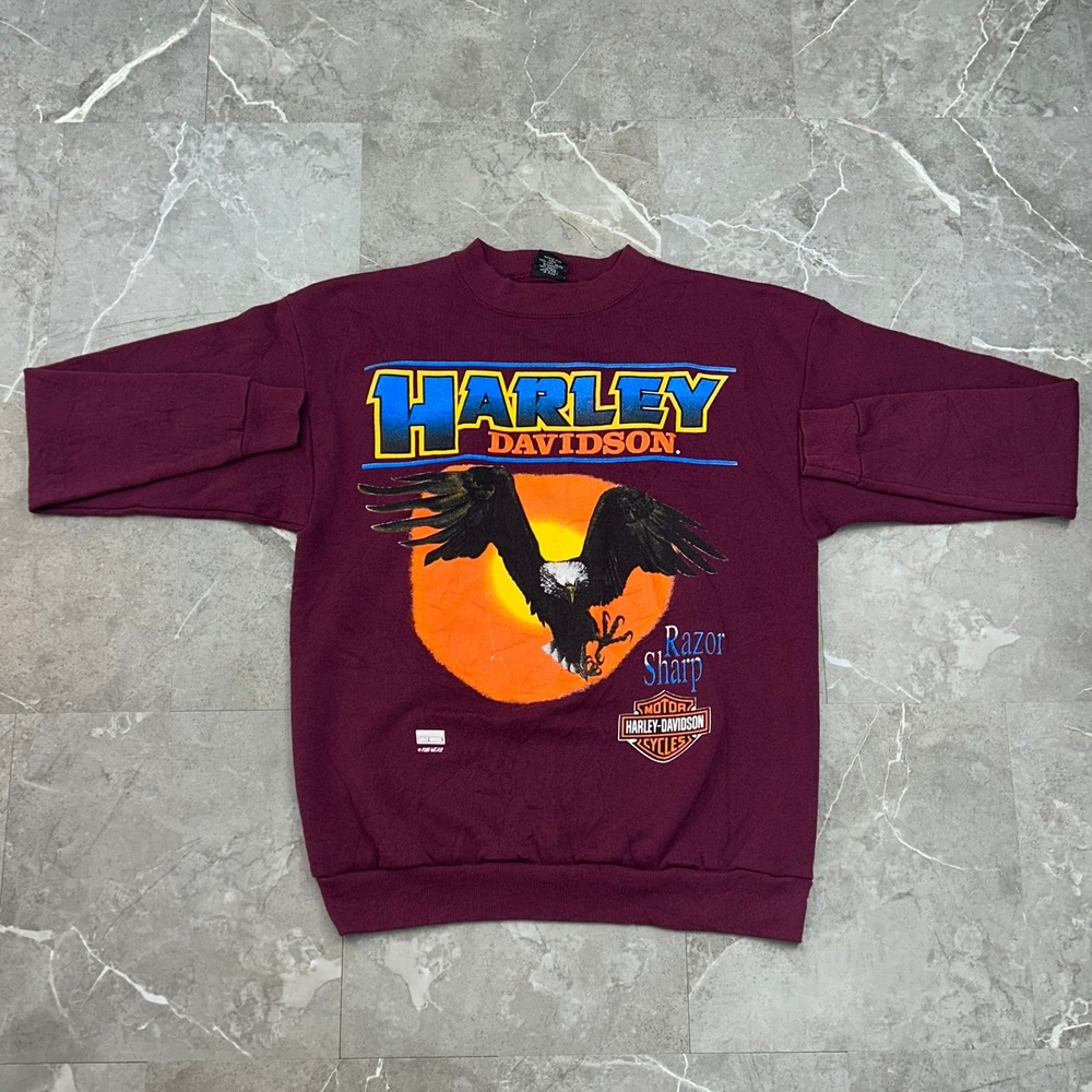 80s Vintage Harley Davidson Sweatshirt Mens Medium Pullover Crewneck Eagle